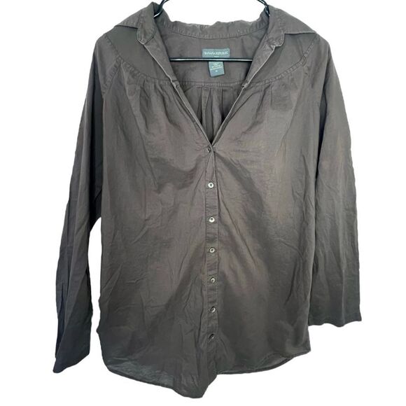 Banana Republic Brown Long Sleeve Button Up Collared Blouse - Picture 1 of 4